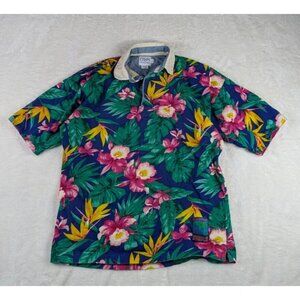 Vintage 90s Chaps Ralph Lauren Polo Shirt Tropical Hawaiian Cotton Men’s Size S